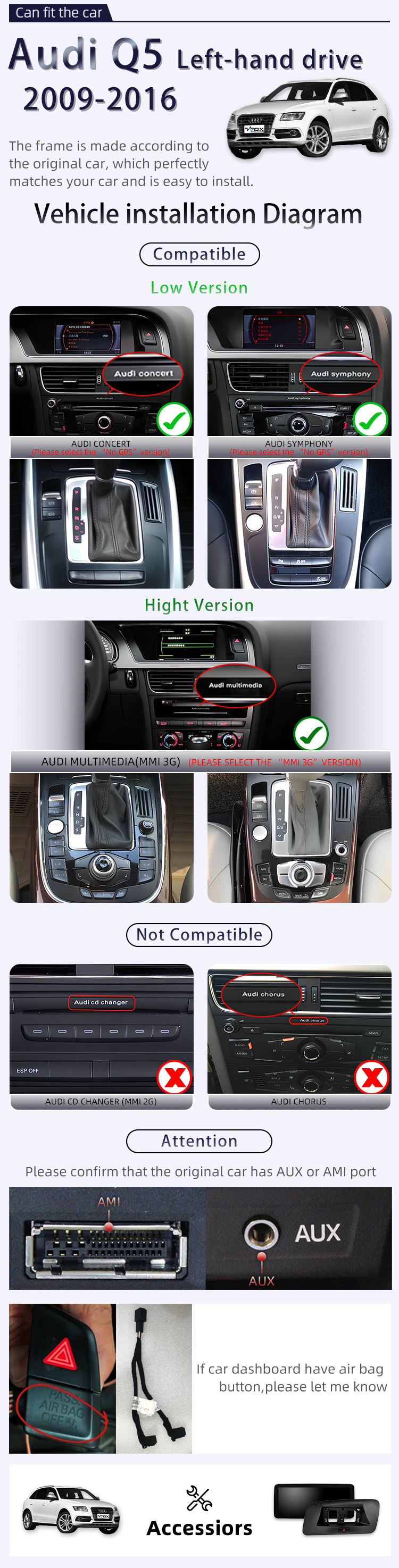 For Audi Q5 2009-2016 LHD(图2) For Audi Q5 2009-2016 LHD(图2)
