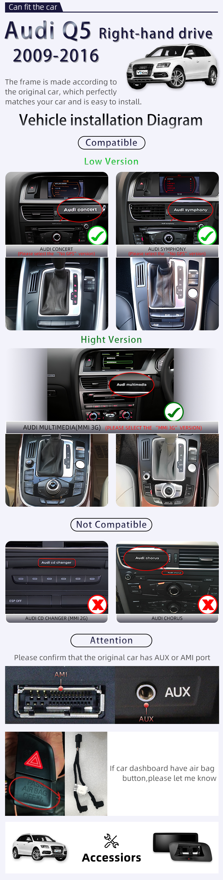 For Audi Q5 2009-2016 RHD(图2) For Audi Q5 2009-2016 RHD(图2)