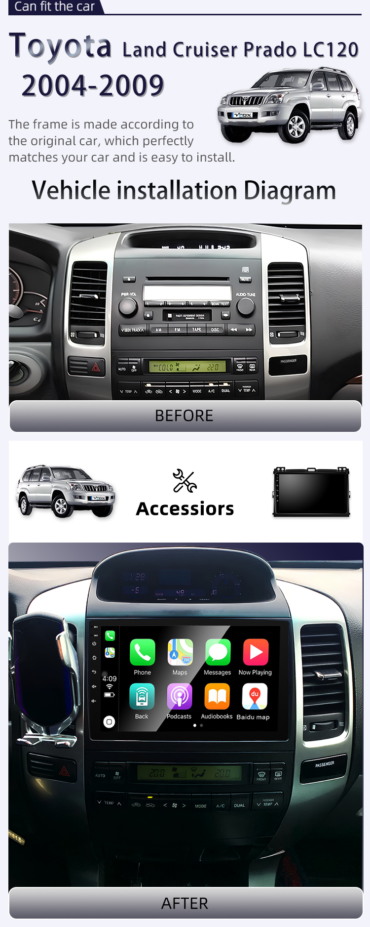 For Toyota Land Cruiser 120 Prado 2004-2009(图2) For Toyota Land Cruiser 120 Prado 2004-2009(图2)