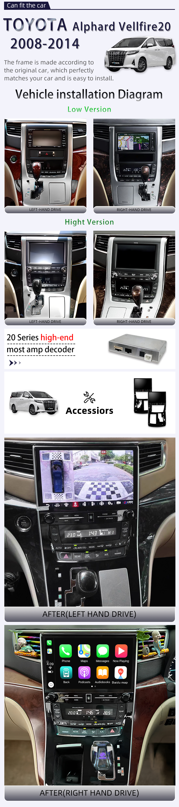 For Toyota Alphard Vellfire 20 2008-2014(图2) For Toyota Alphard Vellfire 20 2008-2014(图2)