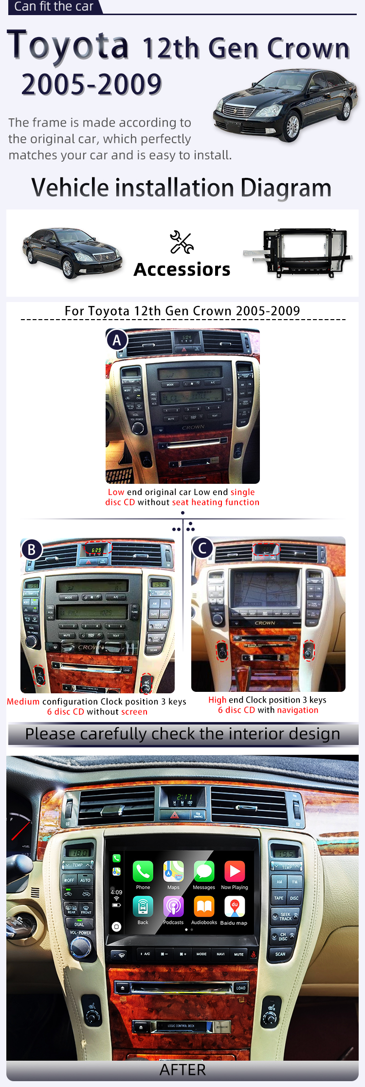 For Toyota 12th Gen Crown 2005-2009(图2) For Toyota 12th Gen Crown 2005-2009(图2)