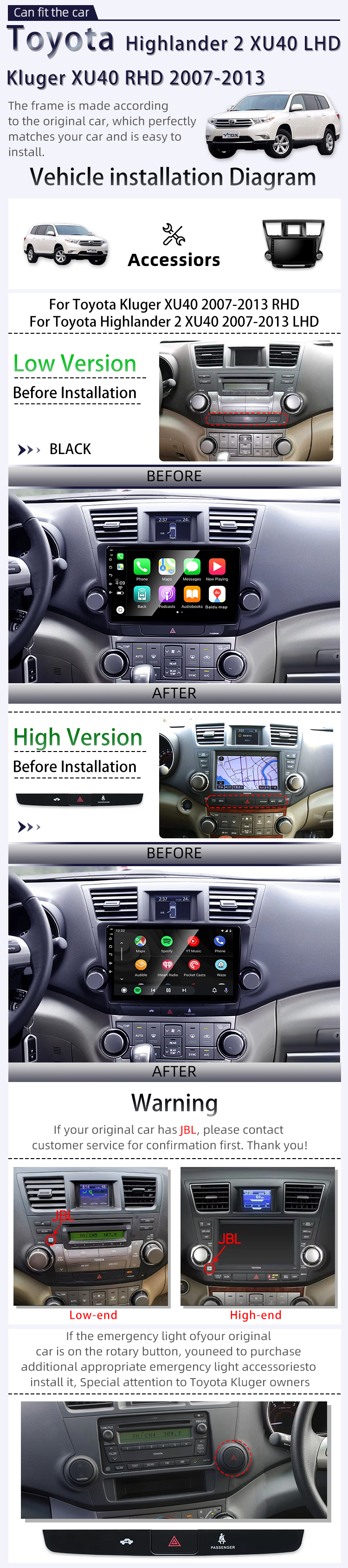 For Toyota Highlander 2 XU40 2007-2013(图2) For Toyota Highlander 2 XU40 2007-2013(图2)