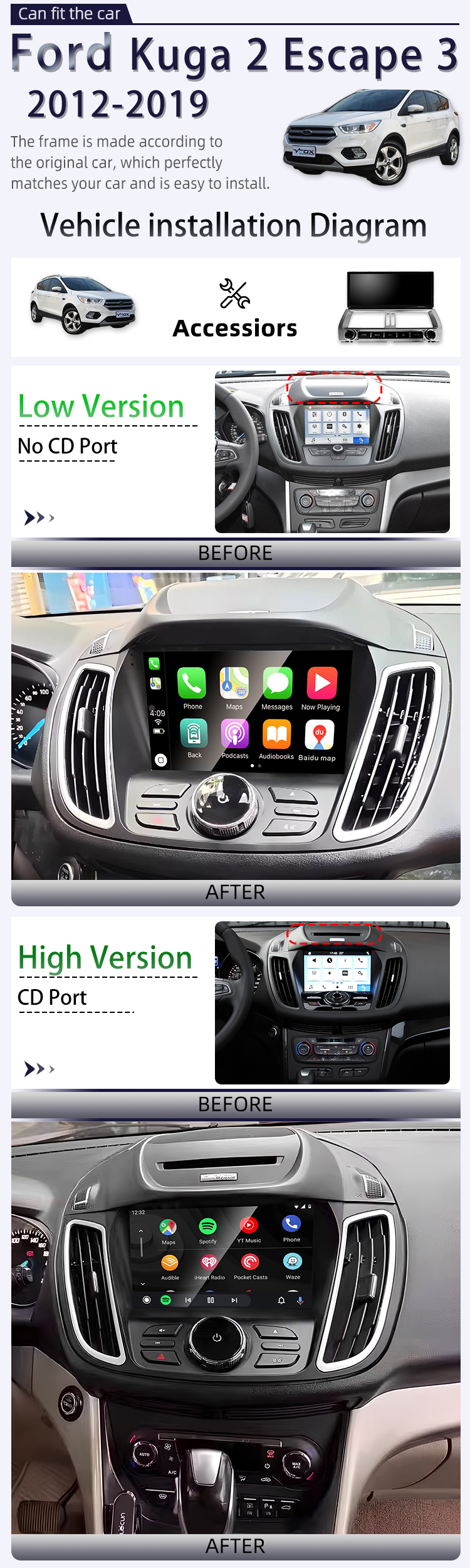 For Ford Kuga 2 Escape 3 2012-2019(图2) For Ford Kuga 2 Escape 3 2012-2019(图2)