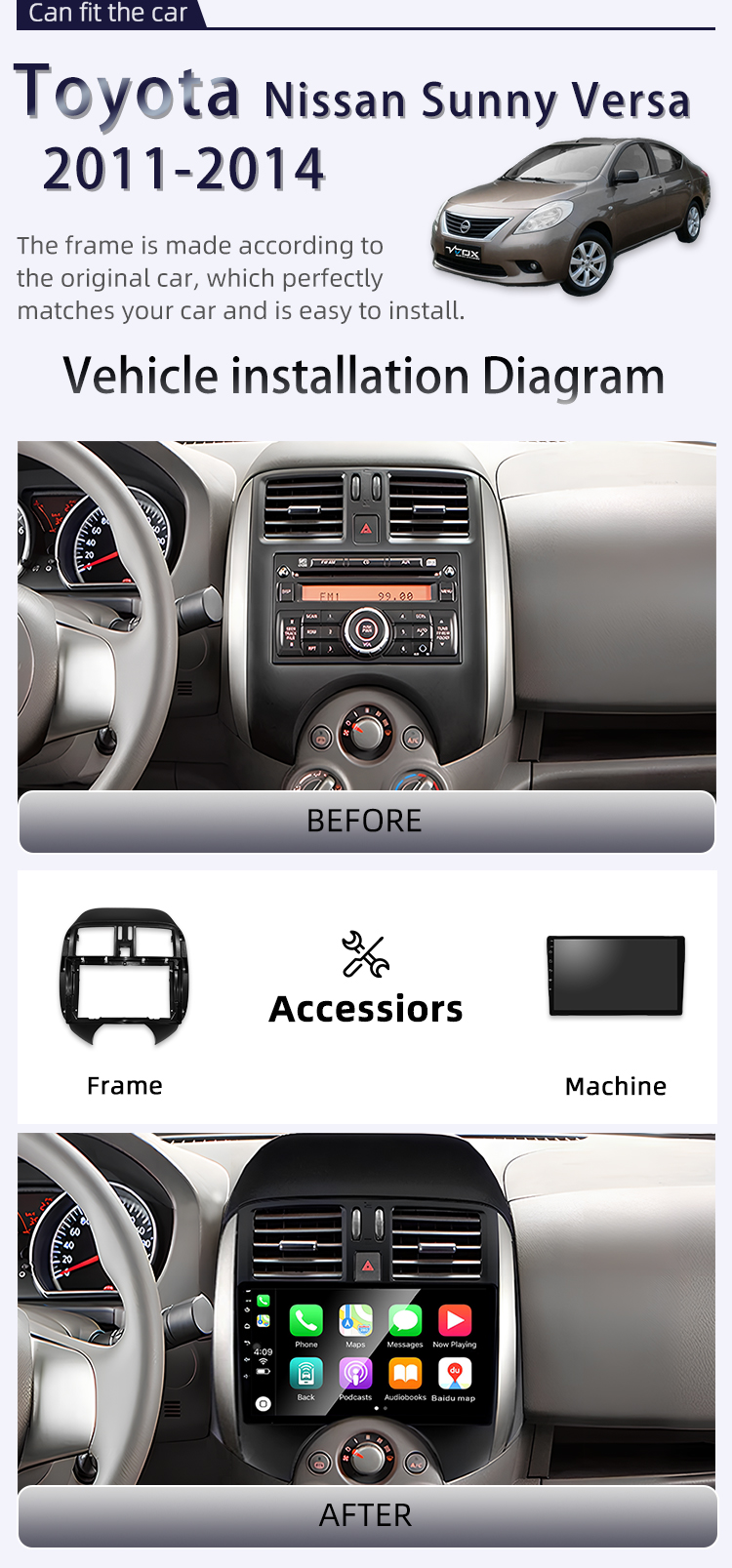 For Nissan Sunny Versa 2011-2014(图2) For Nissan Sunny Versa 2011-2014(图2)
