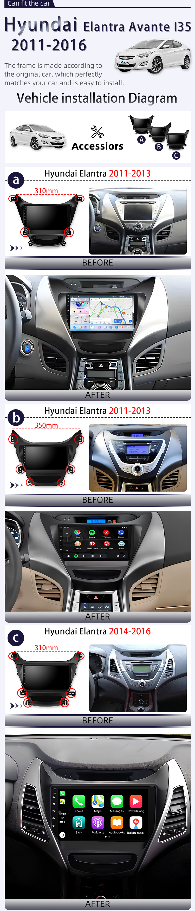 For Hyundai Elantra Avante I35 2011-2016(图2)