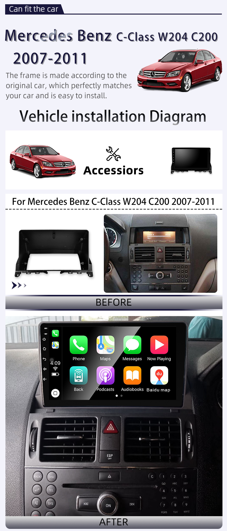 For Mercedes Benz C-Class W204 C200(图2) For Mercedes Benz C-Class W204 C200(图2)