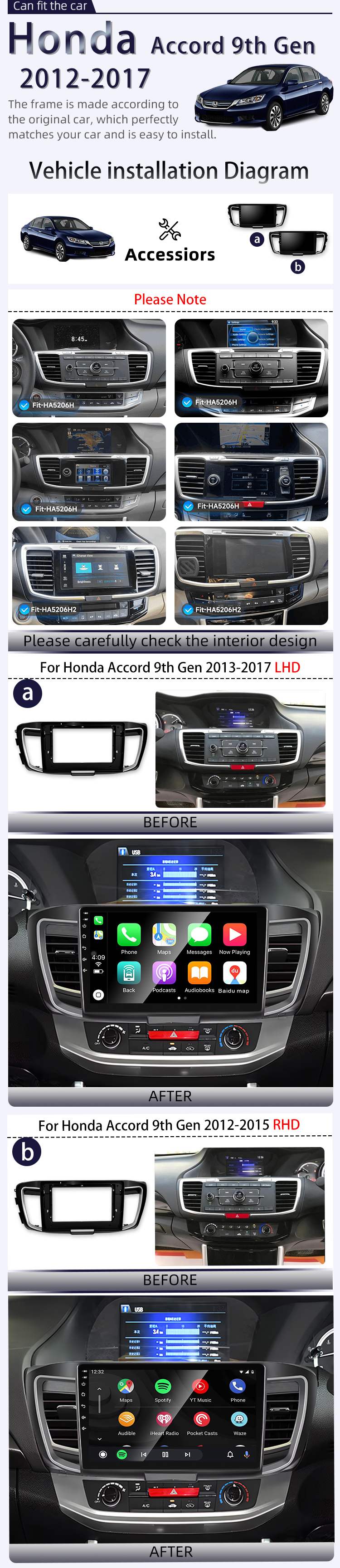 For Honda Accord 9th Gen 2013-2017(图2) For Honda Accord 9th Gen 2013-2017(图2)