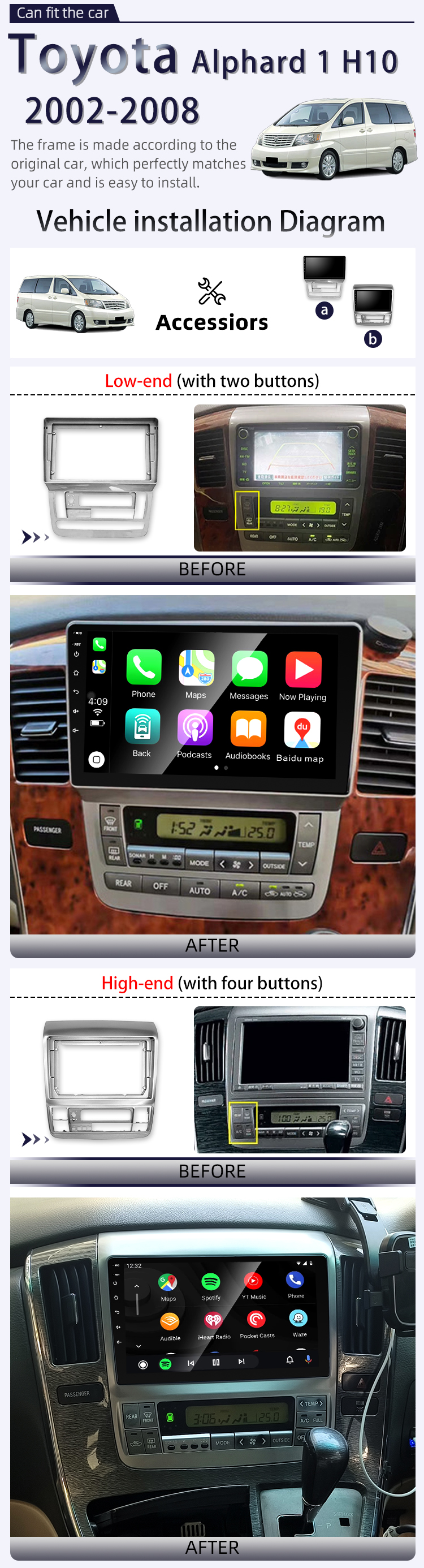 For Toyota Alphard 1 H10 2002-2008(图2) For Toyota Alphard 1 H10 2002-2008(图2)